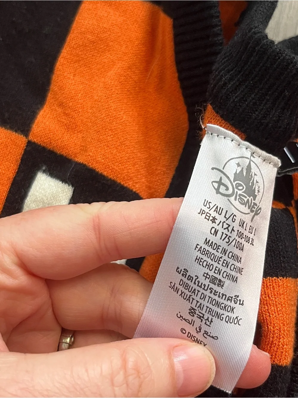 Disney Her Universe Womens Orange Black Checker Mickey Halloween Cardigan Size L